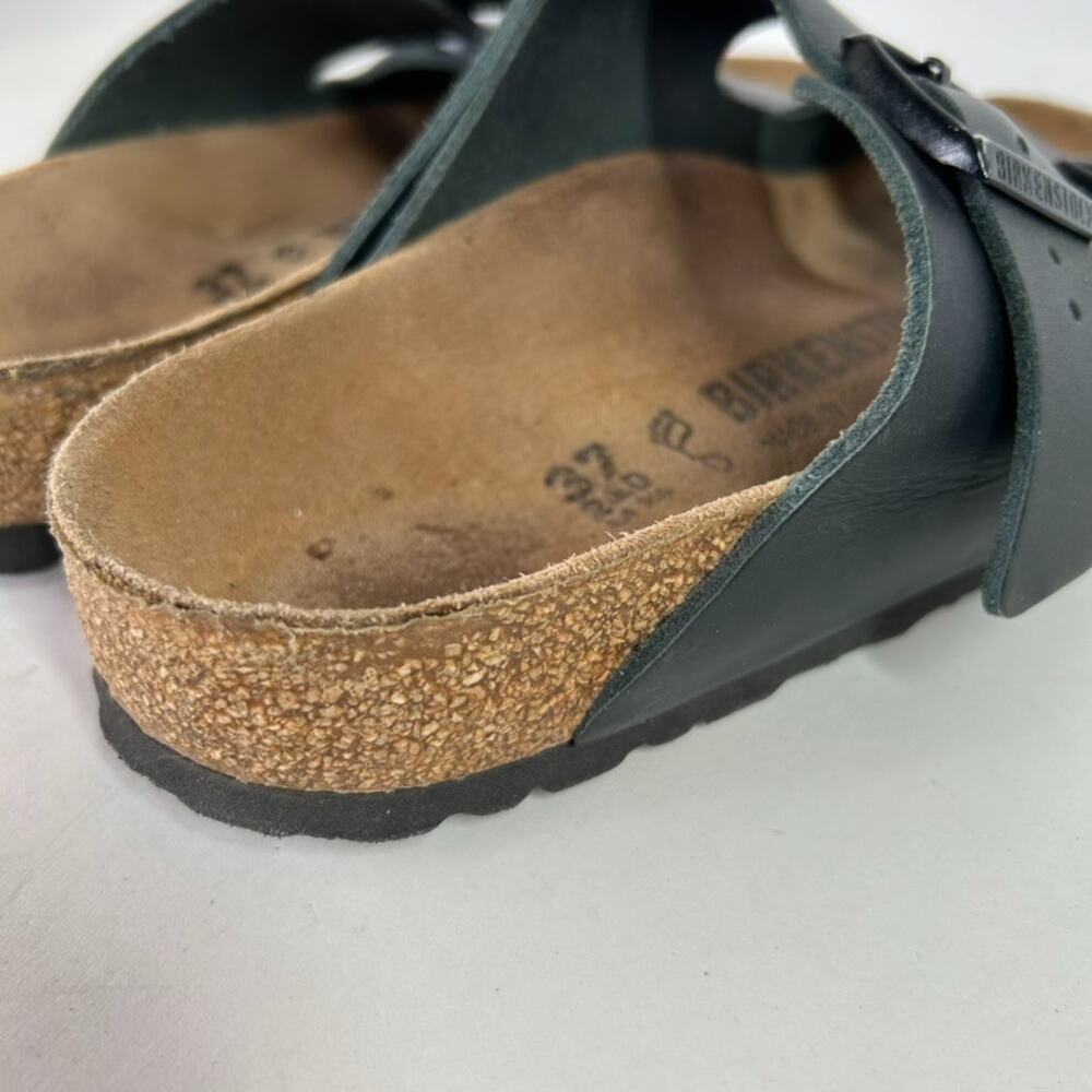 Birkenstock Arizona Black Leather Black Buckle Sandal Women's 7 EU 37 - Picture 11 of 13